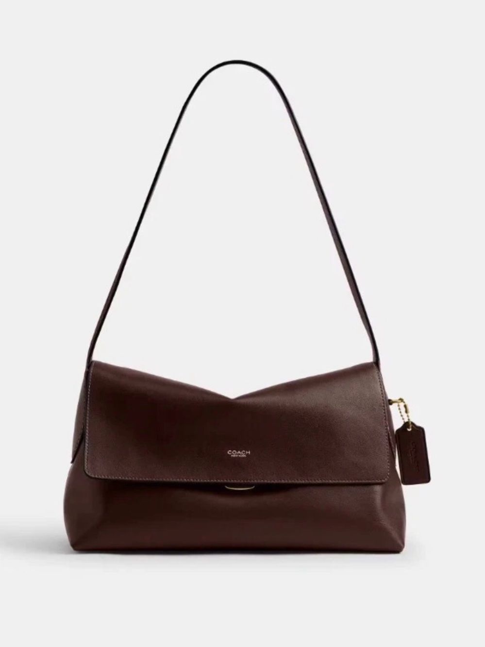 Coach Dark Brown Leather Shoulder Flap Bag